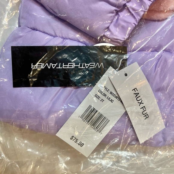 Winter Coat 2T Weather Tamer Lilac Jacket Fleece‎ Beanie NWT - Picture 7 of 7